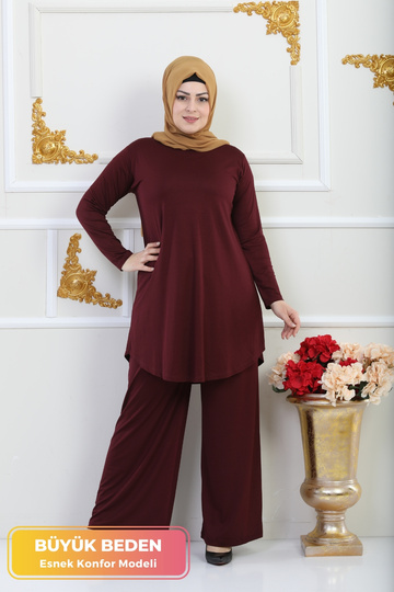 New Season Trousers Tunic Double Set Lycra Cotton Fabric Flexible Comfort Model Stylish Hijab Set