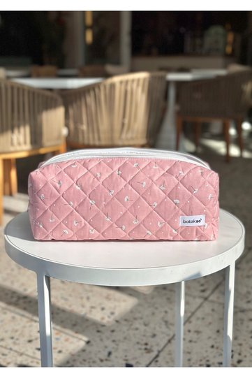 Travel Case for Hair Styler with Dusty Rose Feather Pattern - XL Size