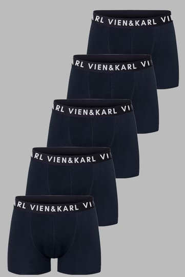 Men's Navy Blue Package Plain Lycra Boxer Shorts 5-Piece