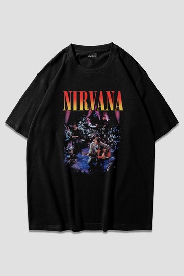 تي شيرت Nirvana Unplugged كبير الحجم للجنسين