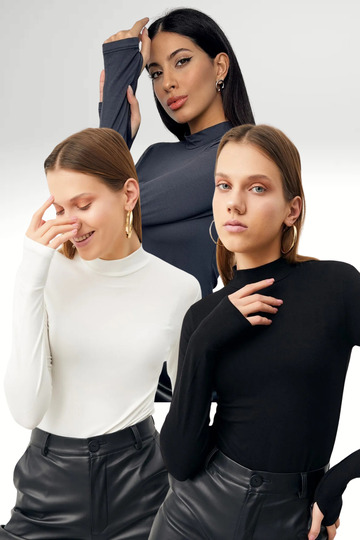 Women's Black and White Anthracite 3-Piece Body with Finger Detail
