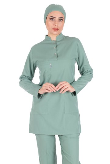Green Thin Fabric Lycra Hijab Nurse Jersey and Hijab Doctor's Jersey Set