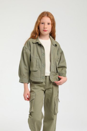 Girl 4-14 Years Colorful Denim Jacket 24216 Khaki