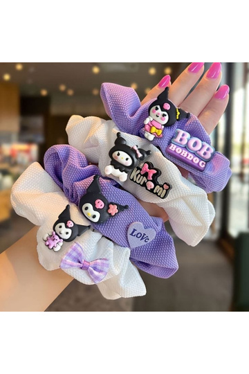 طقم مشبك مطاطي مكون من قطعتين من KIZ ÇOCUK - BABY KUROMI MODEL