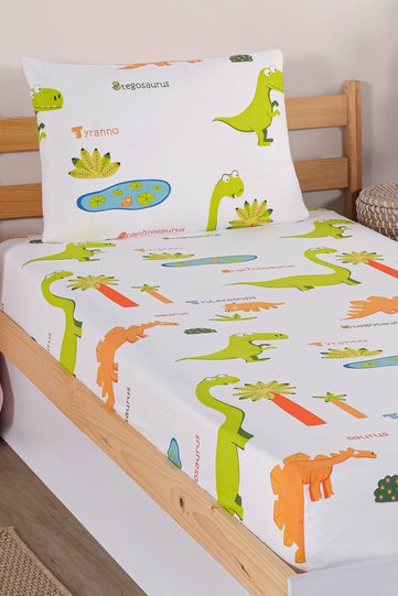 Pes Elastic Sheet Set Single Dinolar White