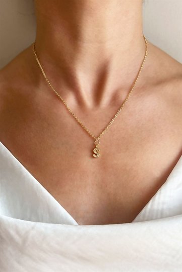 Letter S Gold Chain Necklace
