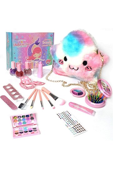 20PCS Kids Princess Makeup Set, Non-toxic Cosmetics Kit for Girls, Pretend Play Birthday Gift