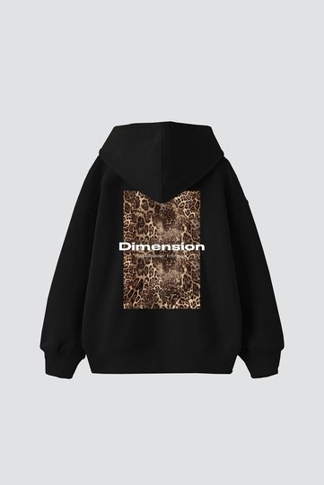 Dimension Printed Oversize Unisex Premium Black Hoodie