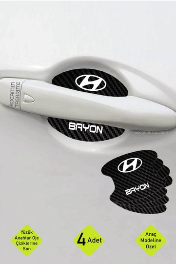Carbon Scratch-Preventing Special Design Stylish Interior Door Foil Set for Hyundai Bayon with Bayon Writing