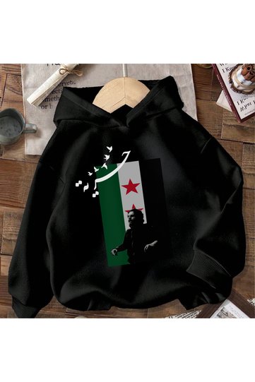 سويت شيرت بقلنسوة مطبوع عليه علم سوريا