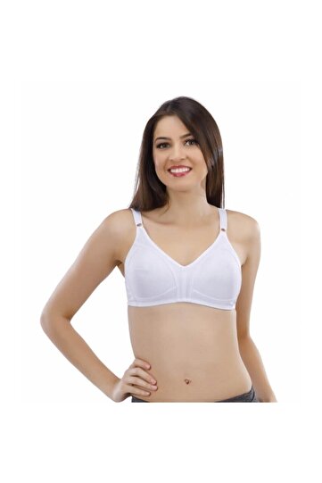 White Seamless Combed Cotton Gathering Minimizer Seamless Bra