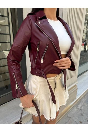 Women's Seamless Leather Jacket