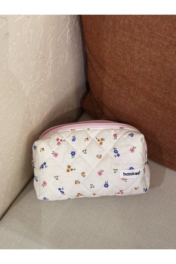 Mixed Blue Floral Patterned Pencil Bag