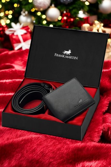 London Men's 100% Genuine Leather Wallet and Belt Set in Special Box