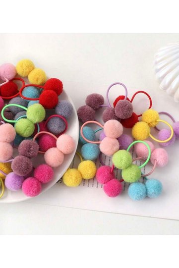 Colorful Pompom Buckle 10 Pack Children