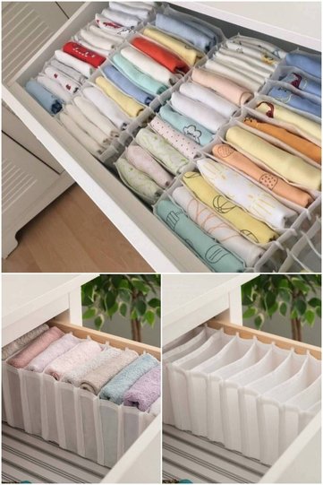 2 Pieces - Small 11 Compartment In-Cabinet Accordion Organizer 12 X 40 X 12