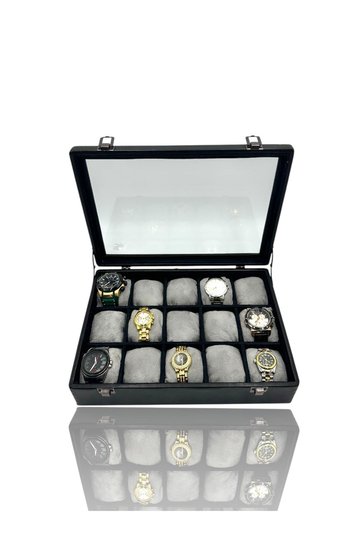 15-Piece Watch Box Watch Case Black