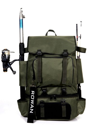 Thermal Lower Compartment Khaki Fishing Rod Securing Camping and Angler Fishing Rod, Rod Backpack 62*41*22cm
