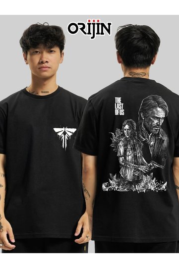The Last Of Us Ellie And Joel Front Back Printed Unisex Black Tshirt