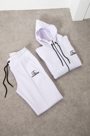 Men's Interlock Fabric White Tracksuit