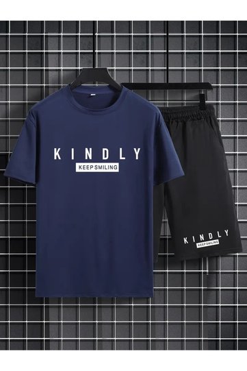 Men's Printed Set - Tee & Shorts Bottom Top Set