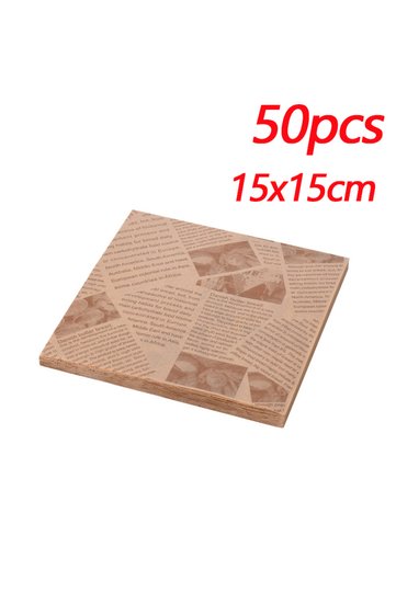 Khaki 50pcs-15cm 50pcs Oil-Proof Paper Food Wrapping Paper Baking Sandwich Burger Fries Fried Food W