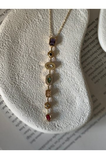 Mg Brand Model Colorful Stone Y Necklace
