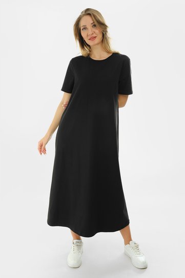 Women's Short Sleeve Maxi Combed Cotton Dress 2029