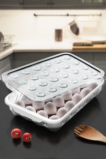 24-Piece Refrigerator Egg Holder with Lockable Lid - Egg Storage Container
