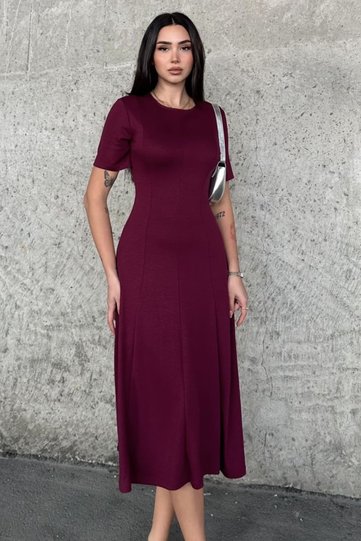 Women's Short Sleeve A-Line Skirt Midi Length Modal Fabric Dress