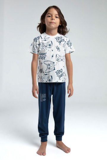 Rolypoly Boys' White Short Sleeve Pajama Set