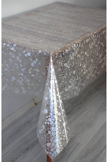 Static Erasable Tablecloth Glass Frosting 0.18 Thickness Transparent Patterned 0011-Damlayuvarlak
