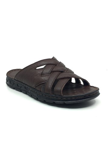 Taşpınar 100% Leather Orthopedic Men's Summer Comfortable Slippers 40-45