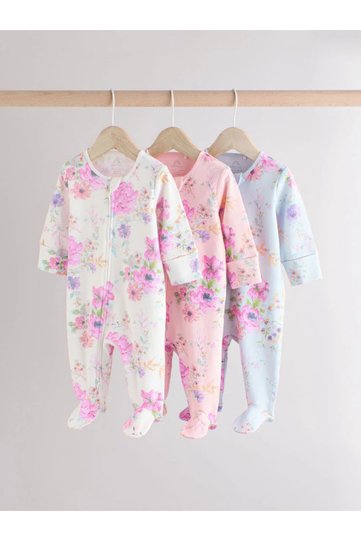 100% Organic Cotton Pink Colorful Floral Patterned 3-Piece Sleeping Bag Set Alye18358