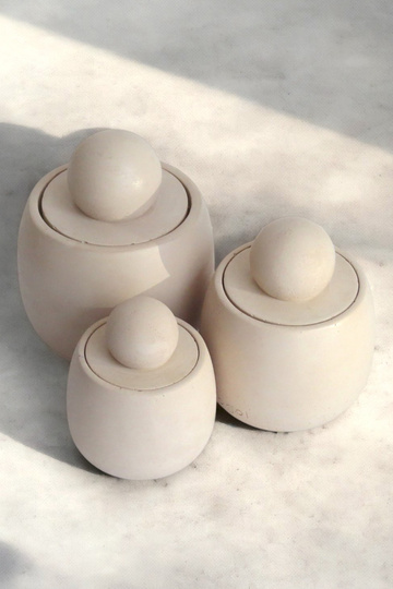 Ghohol Home Globy 3-Piece Set Concrete Jar - Salt Shaker - Pepper Shaker - Sugar Bowl - Tea, Coffee Jar - Beige