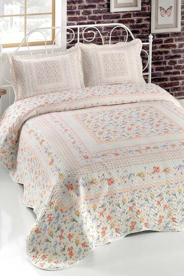 Silvia Double Quilted Bedspread Set - Orange