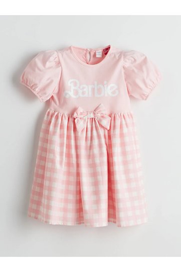 Lcw Kids Pink Printed Girls' Combed Cotton Dress
