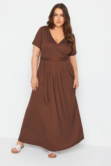 Plus Size V-Neck Belt Detailed Lycra Wrap Dress 303160