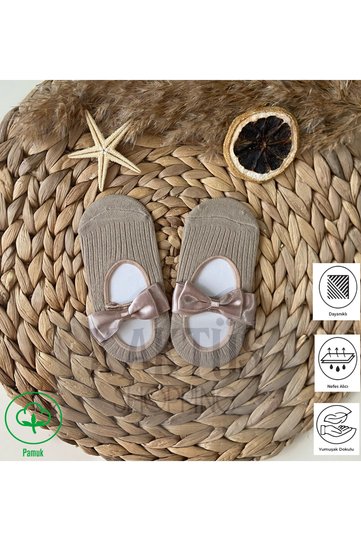 Baby Girl Brown Bow Cotton Ballerina Socks