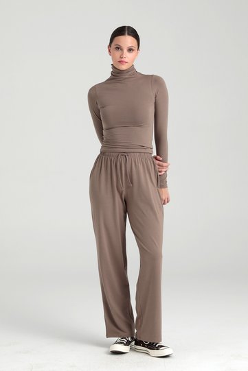 Ultra Soft Lace-Up Trousers Mink
