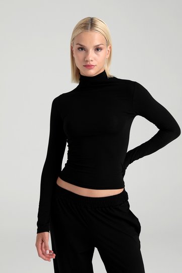 Ultra Soft Half Turtleneck Blouse Black