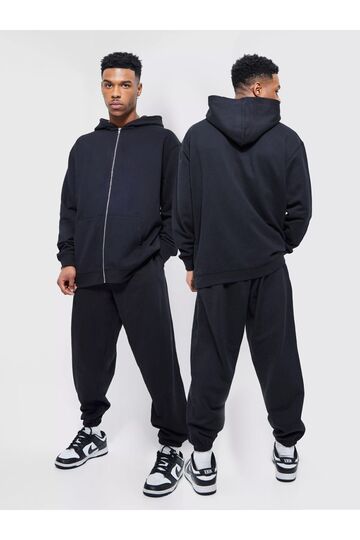 Men's hooded zipper sweatshirt bottom-top sweatpants set