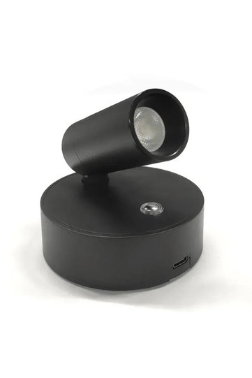black LED Light Magnetic USB Rechargeable Wall Light Spotlight Wireless No Punch Reading Light With