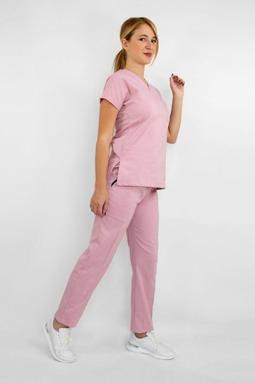 Unisex Light Powder Color Lycra Nurse Doctor Uniform Set