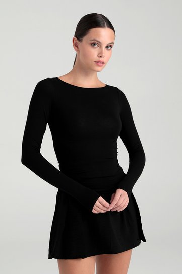 Ultra Soft Boat Neck Blouse Black