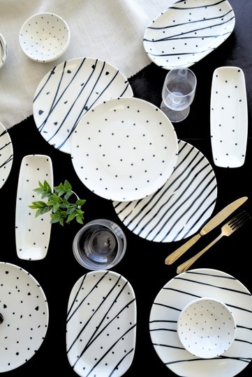 Tabak evi porcelain dash breakfast set for 6 people, 14 pieces tvl14kahprs1103