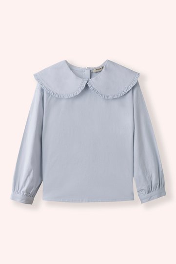 Girl's Blue Blouse with Collar Detail