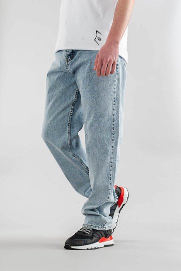 Men's Ice Blue Baggy Fit Wide Fit Regular Waist Wide Leg Jeans Loose Trousers