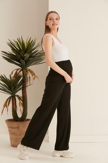 Işşil 4510-basenden Wide Leg Maternity Twin Rope Combed Cotton Trousers