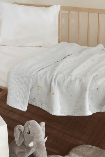 Starry Muslin 100% Cotton Baby Blanket Blue 70X100 cm